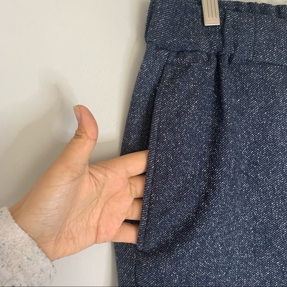 Club Monaco Navy Blue Speckled Wool Silk Blend Tapered Jogger Trousers - Picture 4 of 10